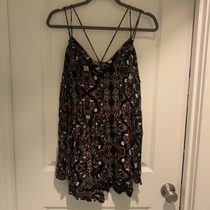 Black Romper with Flowers